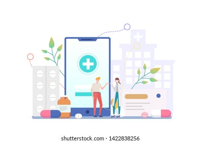 Online Medical Application Vector Concept Illustration, Suitable for web landing page, ui, mobile app, editorial design, flyer, banner, and other related occasion