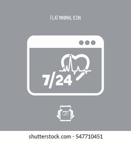 Online medical assistance 7/24 - Vector flat icon