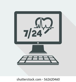 Online medical assistance 7/24 - Vector flat icon