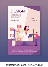 Online medical assistance vector illustration. Man using smartphone app for consulting doctor. Male patient chatting with practitioner on internet