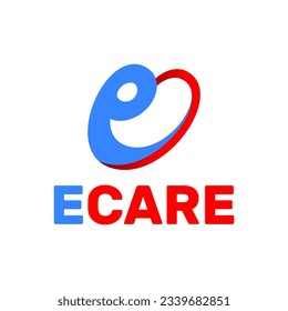 online medical care logo template for app and web. a combination of letter e and heart.