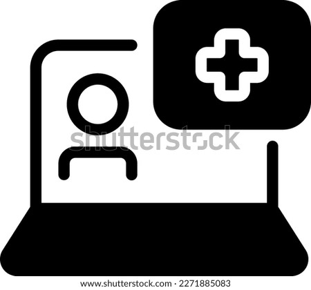 Online Medical Check Up Icon Vector - This icon is typically designed to represent an online medical check-up or consultation. It may feature an image of a stethoscope, a medical cross