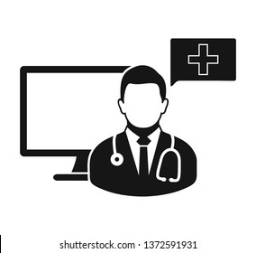 Online medical consultant icon. flat style vector EPS.