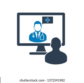 Online medical consultant icon. flat style vector EPS.