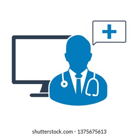 Online medical consultant icon. flat style vector EPS.