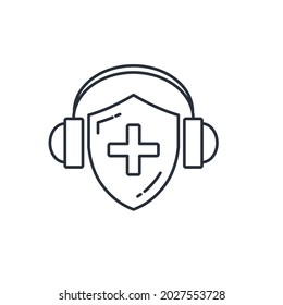 Online medical consultation center. Logo design. Vector linear icon isolated on white background.