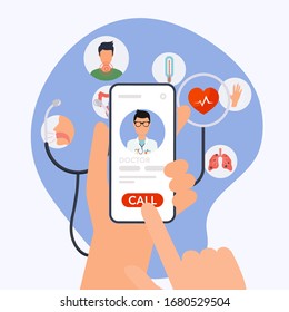 Online medical consultation concept. Flat design style modern vector illustration concept.