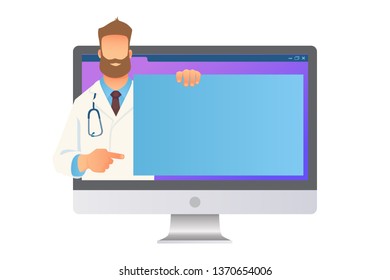Online medical consultation. Doctor online. Medicine concept. Doctor website vector illustration