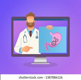 Online medical consultation. Doctor online. Medicine concept. Doctor website vector illustration