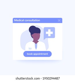 Online medical consultation, online doctor vector banner