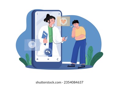 Online Medical Consultation Illustration concept on white background