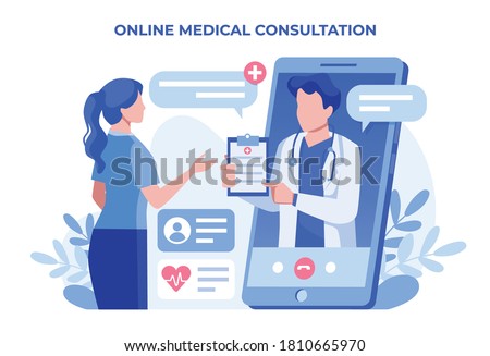 Online medical consultation illustration concept