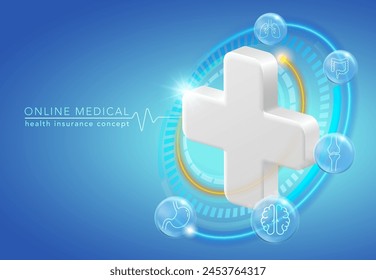 online medical consultation Insurance covers treatment for various diseases including brain, stomach, lung, bone and intestinal diseases. Concept of health care technology. EPS file.