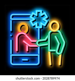 online medical consultation neon light sign vector. Glowing bright icon online medical consultation sign. transparent symbol illustration