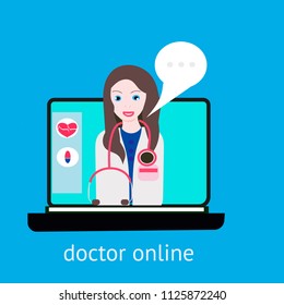 Online medical consultation and support. Online doctor. Vector illustration, doctor