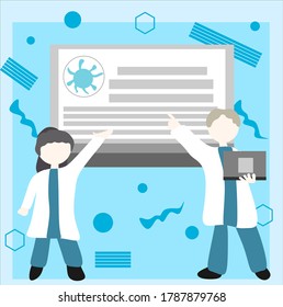Online medical consultation and support. Online doctor. Healthcare services, Ask a doctor. female doctor and male doctor illustration 