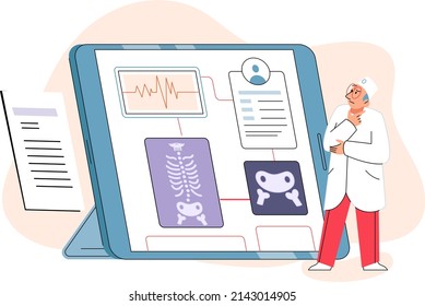 Online medical consultation and support. Online doctor. Healthcare services, Ask doctor. Tele medicine e-health service. Diagnosis and treatment of patients remotely by communicating with gadgets