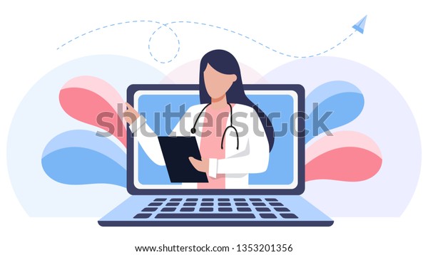 Online Medical Consultation Support Online Doctor Stock Vector Royalty Free 1353201356