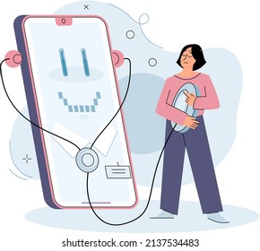 Online medical consultation and support metaphor. Online doctor. Healthcare services, Ask doctor. Tele medicine e-health service. Therapist videocalling phone screen. Diagnosis treatment of patients