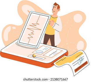 Online medical consultation and support metaphor. Online doctor. Healthcare services, Ask doctor. Tele medicine e-health service. Therapist videocalling phone screen. Diagnosis treatment of patients