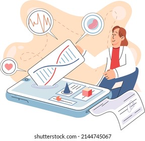 Online medical consultation and support metaphor. Online doctor. Healthcare services, Ask doctor. Tele medicine e-health service. Therapist videocalling phone screen. Diagnosis treatment of patients