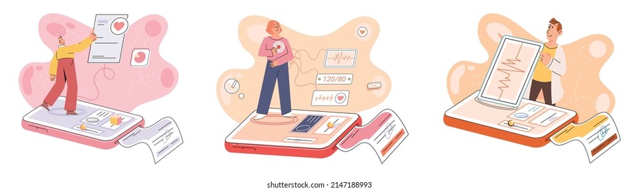 Online medical consultation and support metaphor. Online doctor. Healthcare services, Ask doctor. Tele medicine e-health service. Therapist videocalling phone screen. Diagnosis treatment of patients