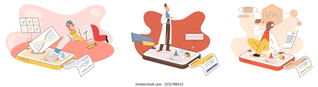 Online medical consultation and support metaphor. Online doctor. Healthcare services, Ask doctor. Tele medicine e-health service. Therapist videocalling phone screen. Diagnosis treatment of patients