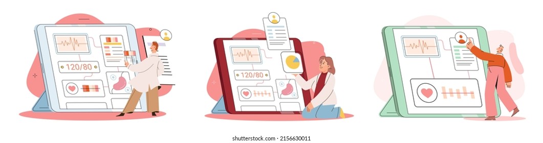 Online medical consultation and support metaphor. Online doctor. Healthcare services, Ask doctor. Tele medicine e-health service. Therapist videocalling phone screen. Diagnosis treatment of patients