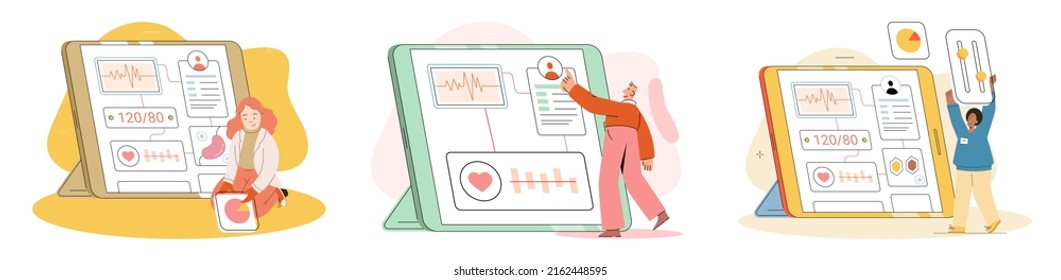 Online medical consultation and support metaphor. Online doctor. Healthcare services, Ask doctor. Tele medicine e-health service. Therapist videocalling phone screen. Diagnosis treatment of patients