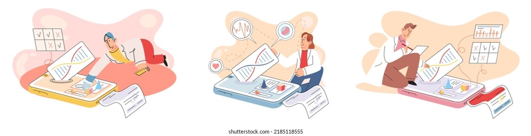 Online medical consultation and support metaphor. Online doctor. Healthcare services, Ask doctor. Tele medicine e-health service. Therapist videocalling phone screen. Diagnosis treatment of patients