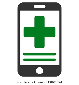 Online Medical Data vector icon. Style is bicolor flat symbol, green and gray colors, rounded angles, white background.