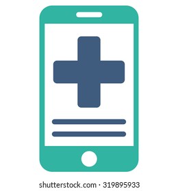 Online Medical Data vector icon. Style is bicolor flat symbol, cobalt and cyan colors, rounded angles, white background.
