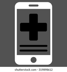 Online Medical Data vector icon. Style is bicolor flat symbol, black and white colors, rounded angles, gray background.