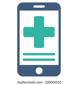 Online Medical Data vector icon. Style is bicolor flat symbol, cobalt and cyan colors, rounded angles, white background.