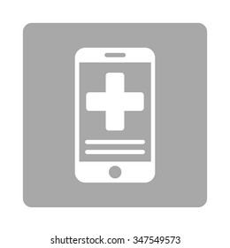 Online Medical Data vector icon. Style is flat rounded square button, white and silver colors, white background.