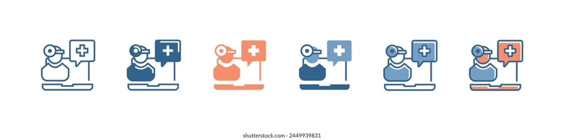 Online-ärztliche Konsultation Icon Set Digital Health Care Paramedic Service Vektorillustration für Web und App