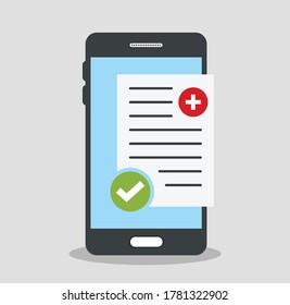 Online Medical Document Health Check Up List Online On Mobile Application Vector