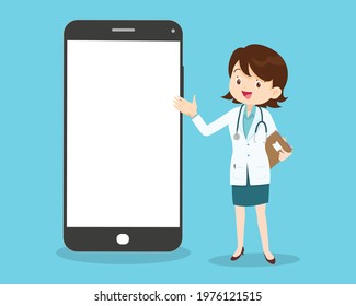 Online Medical Emergency Consultation Service, Tele Medicine. Doctor Chatting With Patient In App Messenger On Mobile Phone. Pharmacy Order From Drugstore.doctor And Smartphone Nurse, Presentation