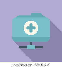 Vector plano de icono de carpeta médica en línea. Paciente clínico. Servicio telefónico