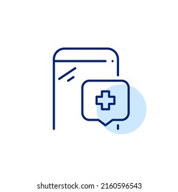 Online medical healthcare app. Pixel perfect, editable stroke line art icon