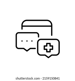 Online medical healthcare consultation app. Pixel perfect, editable stroke line icon