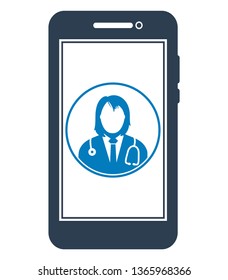 Online Medical Help Icon. Flat style vector EPS.