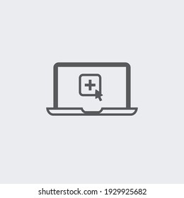 Online medical help vector icon illustration sign