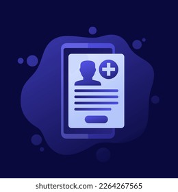 online medical history, patient file in app, vector design