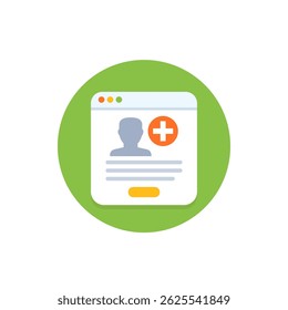 online medical history, patient file, flat vector design