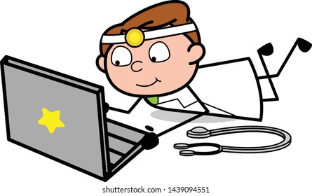 Online Medical Information - Professional Cartoon Doctor Vector Illustration