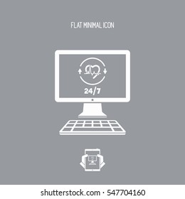 Online medical services 24/7 - Vector flat icon