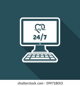 Online medical services 24/7 - Vector flat icon
