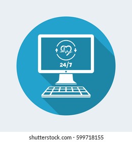Online medical services 24/7 - Vector flat icon