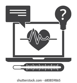 Online medical services concept, vector silhouette on white background